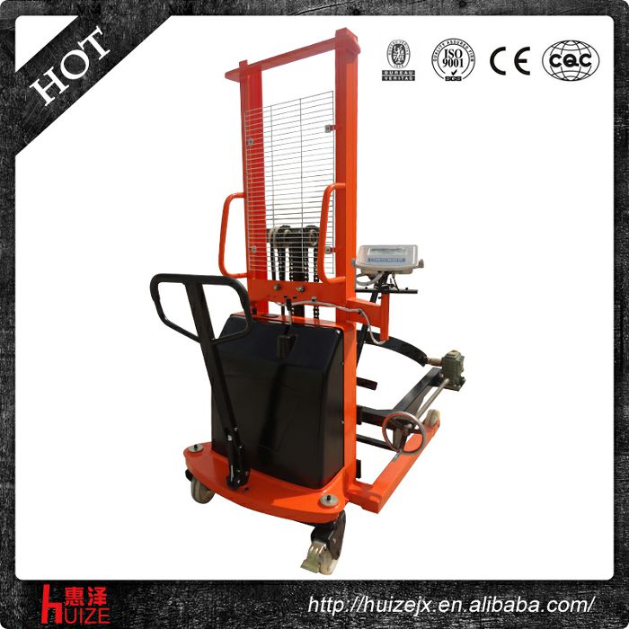 半電動(dòng)稱重油桶車（夾鐵桶，手搖翻轉(zhuǎn)倒料）
